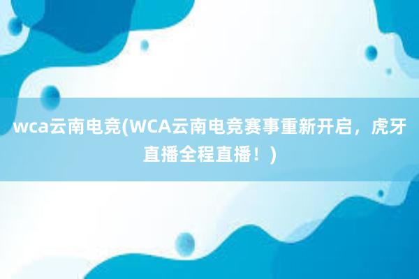 wca云南电竞(WCA云南电竞赛事重新开启，虎牙直播全程直播！)