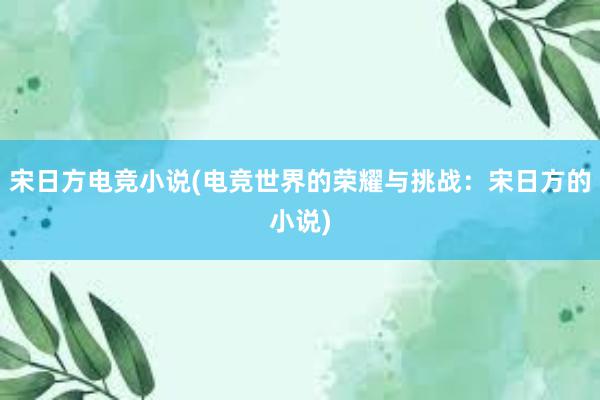 宋日方电竞小说(电竞世界的荣耀与挑战：宋日方的小说)