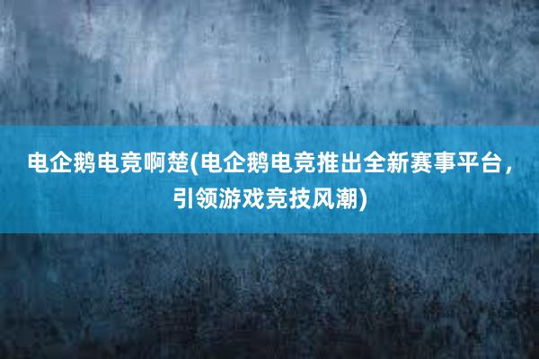 电企鹅电竞啊楚(电企鹅电竞推出全新赛事平台，引领游戏竞技风潮)