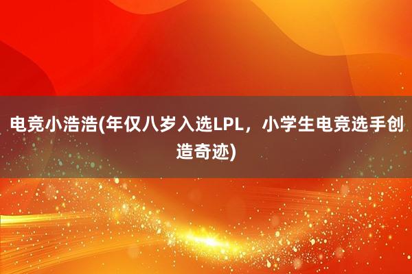 电竞小浩浩(年仅八岁入选LPL，小学生电竞选手创造奇迹)