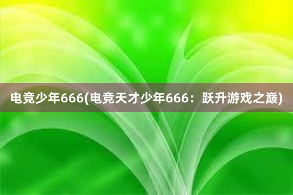 电竞少年666(电竞天才少年666：跃升游戏之巅)