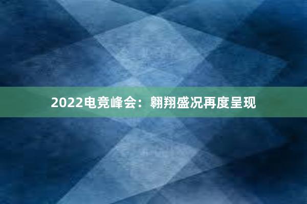 2022电竞峰会：翱翔盛况再度呈现