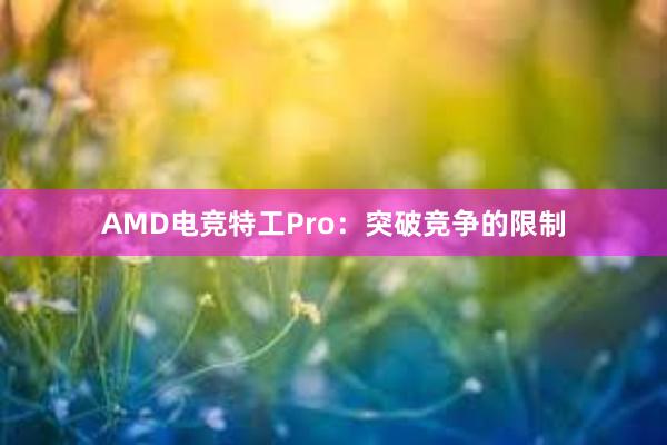 AMD电竞特工Pro：突破竞争的限制