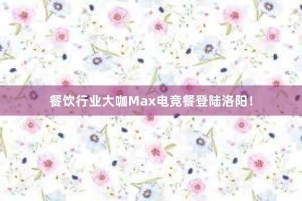 餐饮行业大咖Max电竞餐登陆洛阳！