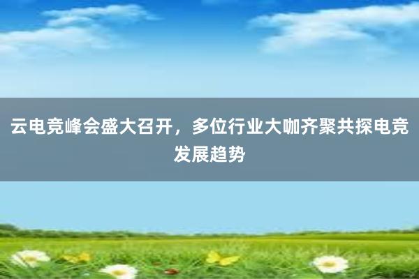 云电竞峰会盛大召开，多位行业大咖齐聚共探电竞发展趋势