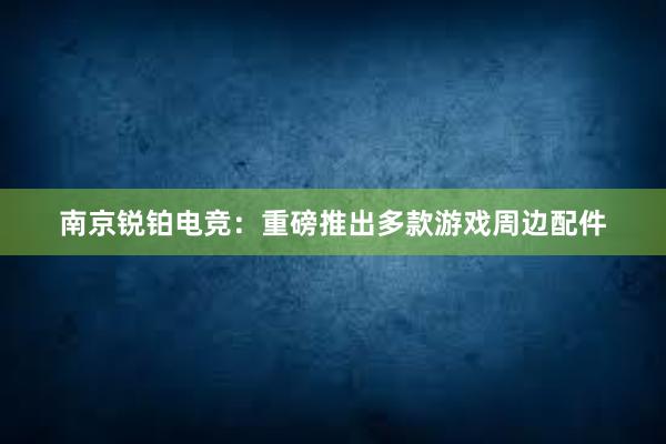 南京锐铂电竞：重磅推出多款游戏周边配件