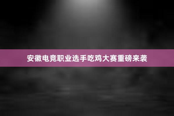 安徽电竞职业选手吃鸡大赛重磅来袭