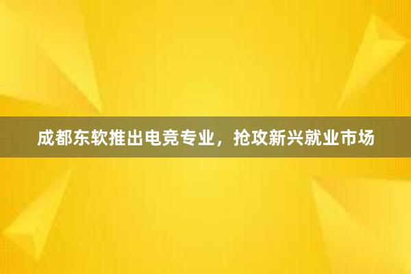 成都东软推出电竞专业，抢攻新兴就业市场