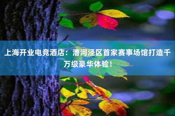 上海开业电竞酒店：漕河泾区首家赛事场馆打造千万级豪华体验！