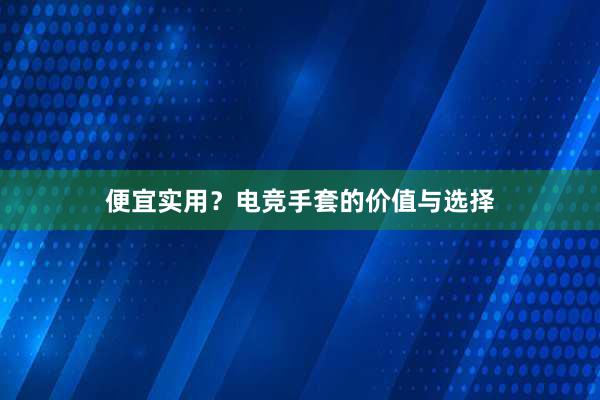 便宜实用？电竞手套的价值与选择