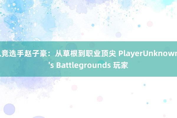 电竞选手赵子豪：从草根到职业顶尖 PlayerUnknown's Battlegrounds 玩家