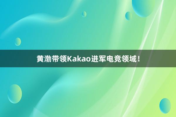 黄渤带领Kakao进军电竞领域！