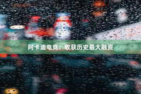 阿卡迪电竞：收获历史最大融资